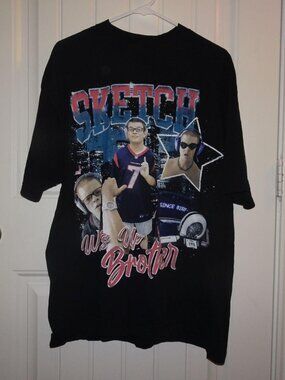 Sketch Rap Tee Shirt Texans Streamer Graphic Black Large